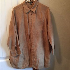 Women’s 2X Ralph Lauren linen, camel blouse